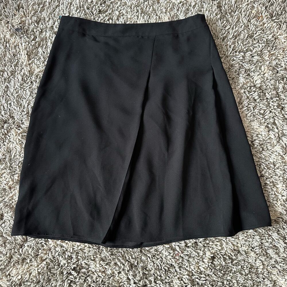 Tahari Black Side Pleated Skirt 8 M Medium Career Wear Classic Dark Academia